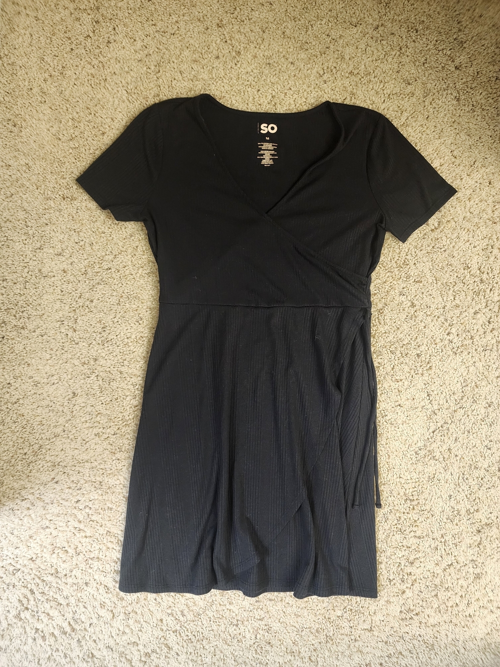SO Black Short Sleeve Wrap Mini Dress Size M